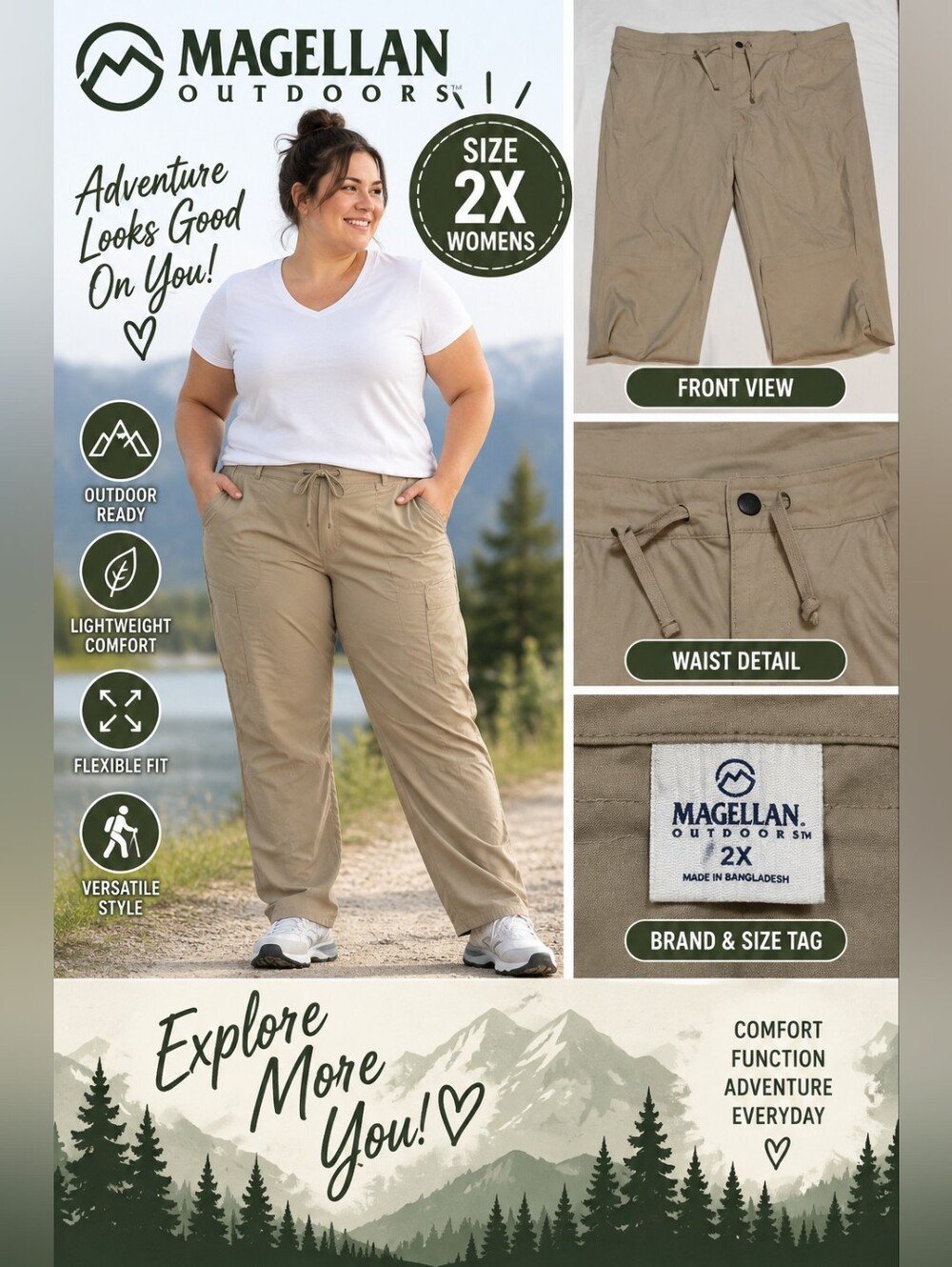 Magellan Women's 2X khaki athletic pants #05